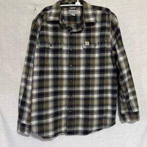 Carhartt Hubbard Flannel Shirt M Plaid Workwear Button Up